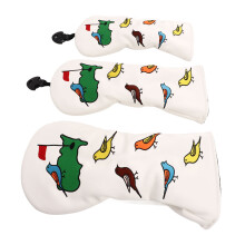 3 pezzi copricordoni per mazze da golf in PU bianco impermeabile con motivo uccello, compatibili con driver, fairway e hybrid