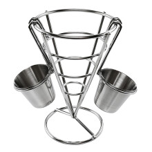 Mozzarella Sticks Basket French Fries Stand Durable Metal Chip Rack With Cup Holder For Appetizers Accessories B