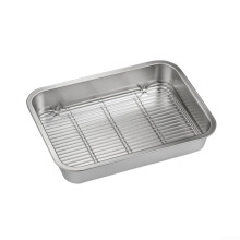 Baking Pan with Cooling Rack, Stainless Steel Roasting Set for Meat, Grease Draining, 31x24x5cm