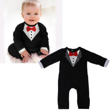 Baby Black Tuxedo Onesie 80cm Long Sleeve Romper with Bow Tie
