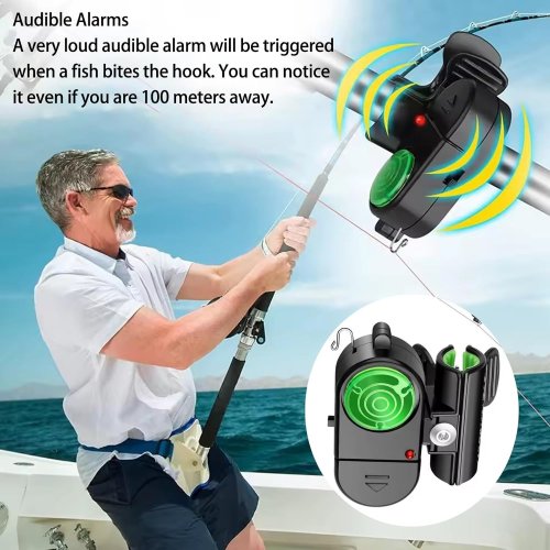 Alarma de pesca electrónica sensible (4 unidades), con sonido y luces LED. 1