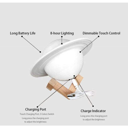 Λάμπα Saturn LED 3D εκτύπωσης Διακοσμητική λάμπα Galaxy Planet Lamp με βάση/τηλεχειριστήρ 2