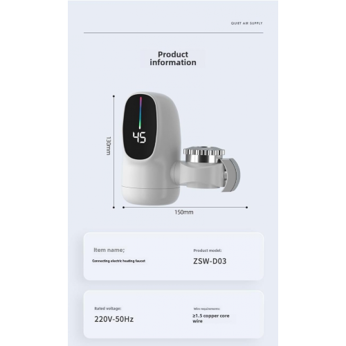 Aquecedor de água elétrico instantâneo de 3000 W com visor digital, compatível com banheiro. 1