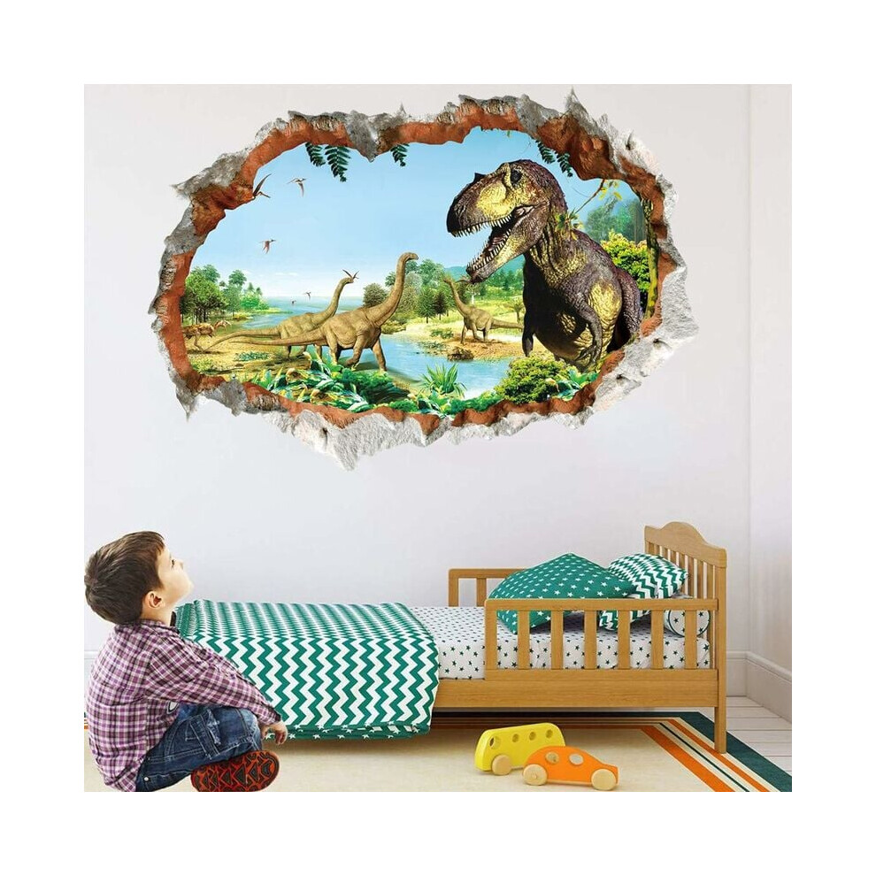 Reliable Material Wall Decal, Realistic And Vivid Dinosaur Patterns 3D Broken Dinosaur Wall Decals Self-Adhesive Peel And Stick Vinyl Wall Sticker White