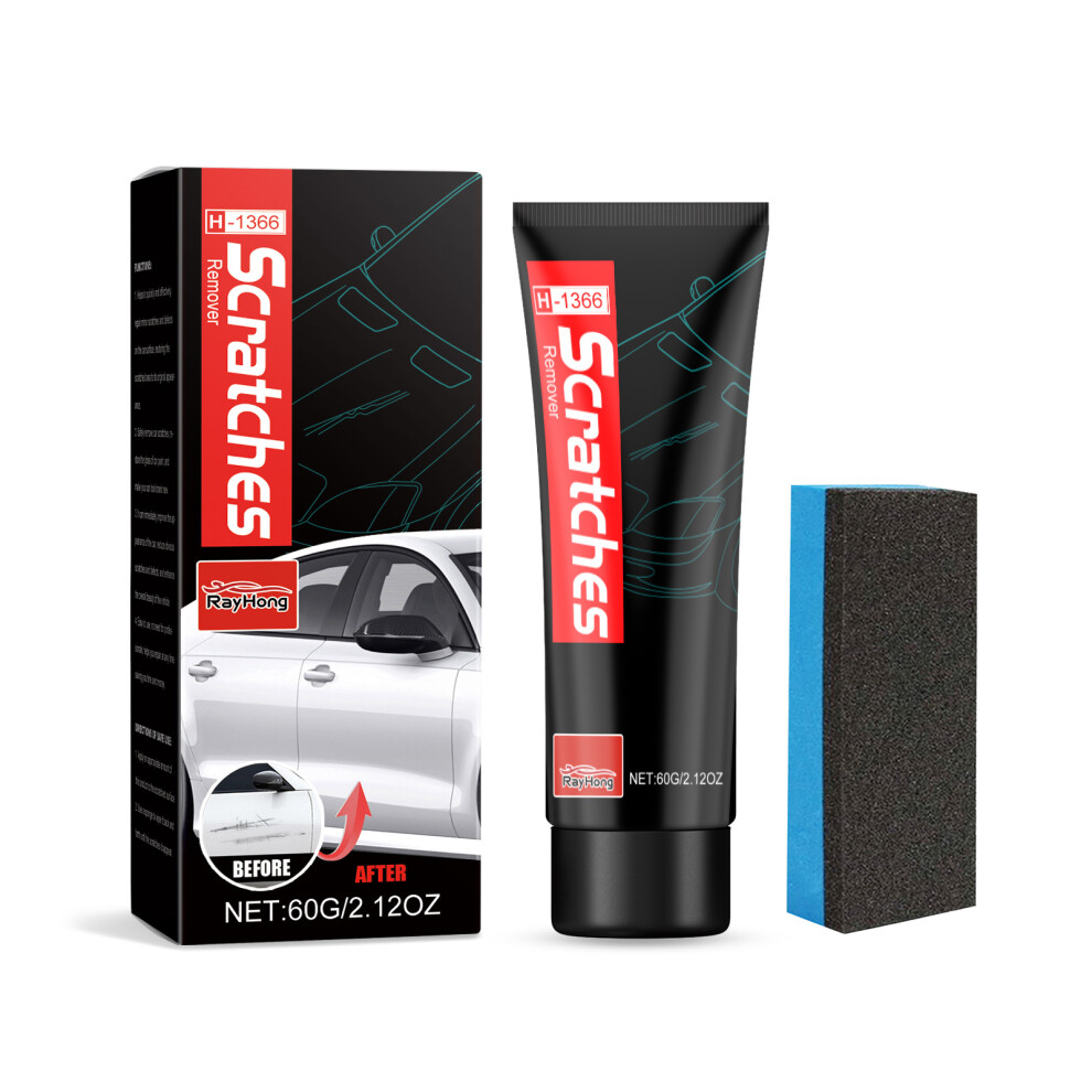 (60Ml + Sponge) Car Scratch Repair Wax, Paint Surface Cleaning, Stain Removal, Scratch Polishing, Renovation And Brightening Care 6900054953021