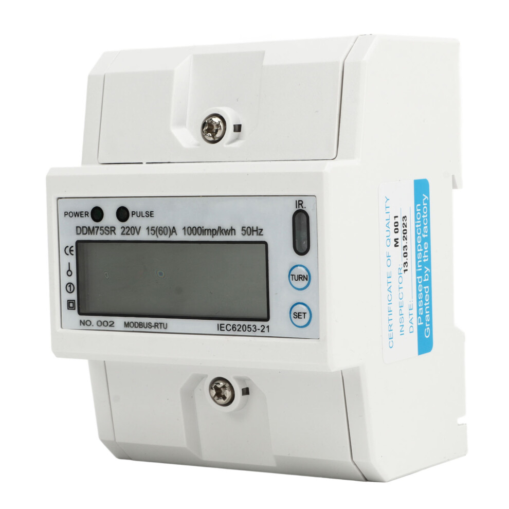 Energy Meter With Din Rail Installation, Single Phase Measurement Device Equipped With An Lcd Display, Adjustable Settings For Address, Baud Rate, 9773935177796