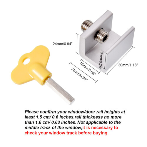 Vertical Horizontal Window Lock Sets 8 Adjustable Aluminum Alloy Silver 1