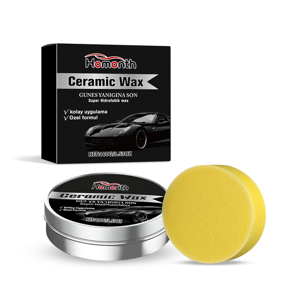 (100G*1+Sponge*1) Automobile Care Wax, Brightening, Anti-Fouling, Anti-Oxidation, Convenient Wipe, Polishing, Maintenance 6900054956954