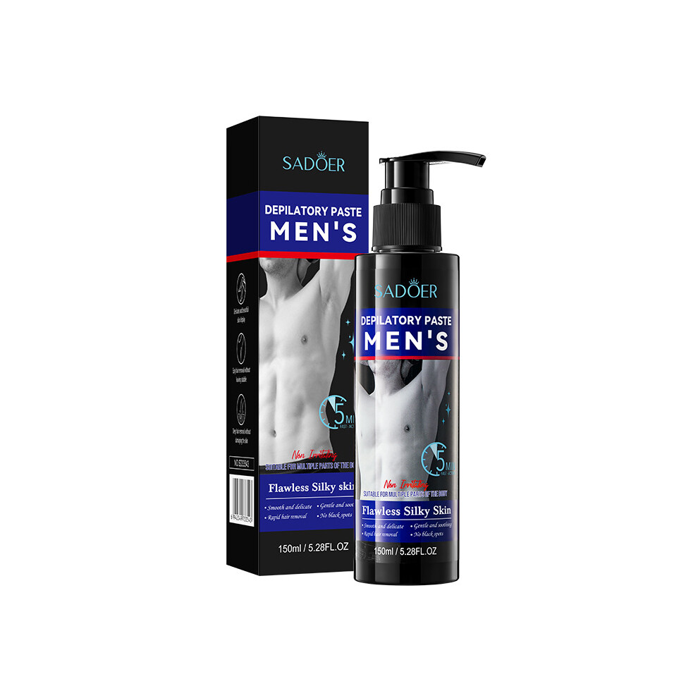 (Hair removal cream 150ml) Men's Smooth Hair Removal Cream SADOER Non-irritating Underarm Body Hair Removal Cream