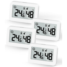 DOOMAY 4-Pack Mini Hygrometer Indoor Thermometer, Humidity Gauge with Celsius (), Humidity Meter Digital Temperature Monitor for Greenhouse, Babyroo