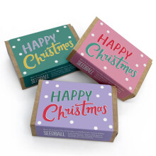SEEDBALL Happy Christmas Wildflower Seed Bombs Stocking Fillers Gift | Eco-Friendly British Wild Flower Seed Mix for Bees & Garden Wildlife - Cute Sa