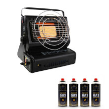 Portable Gas Heater with Butane Gas Canisters – Outdoor Camping Heater with 4 Refill Gas Cartridges (5, Classic Black)