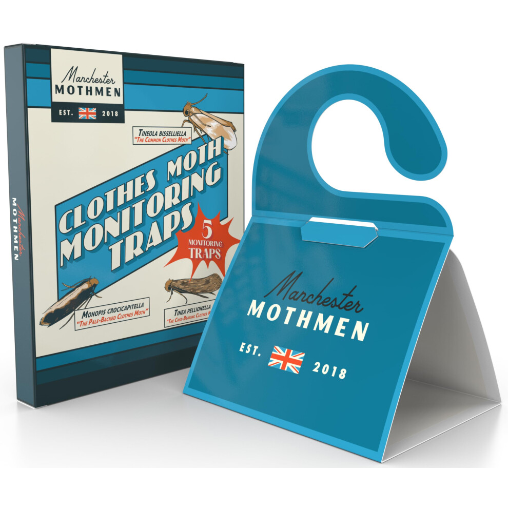 Manchester Mothmen Clothes & Carpet Moth Monitoring Traps | 5 Sticky Pheromone Monitoring Traps For Wardrobe | Premium Moth Monitoring Catchers Indoo 54952881