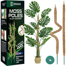 K-Brands Moss Pole (2 Pack, 122 cm/48 In/ 4 ft) - Bendable Monstera Plant Support - Cheese Plant Support Pole Sticks - Moss Poles for Climbing Plants