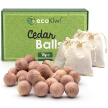 ecoKiwi Moth Balls 75 Pack - Cedarwood Moth Repellent - 100% Natural Cedar Balls Moth Repellent for Wardrobes - Cedar Oil Moth Repellent Anti Moth -