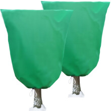 Jusdoja Plant Fleece Frost Protection Covers, 2pcs 120x80CM Winter Garden Horticultural Fleece Bags 80gms for Outdoor Plants Bushes Shrub with Drawst