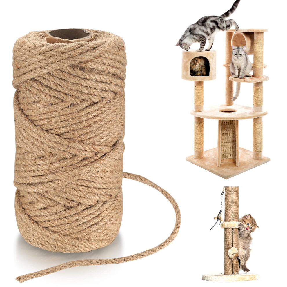 6Mm Thick Jute Ropes, 50 M/ 164 Feet Jute Twine, Natural Cat Scratch Post Ropes, Hemp Rope, Sisal Rope For Floristry Diy Arts Crafts Packing Cat Scra 76402678