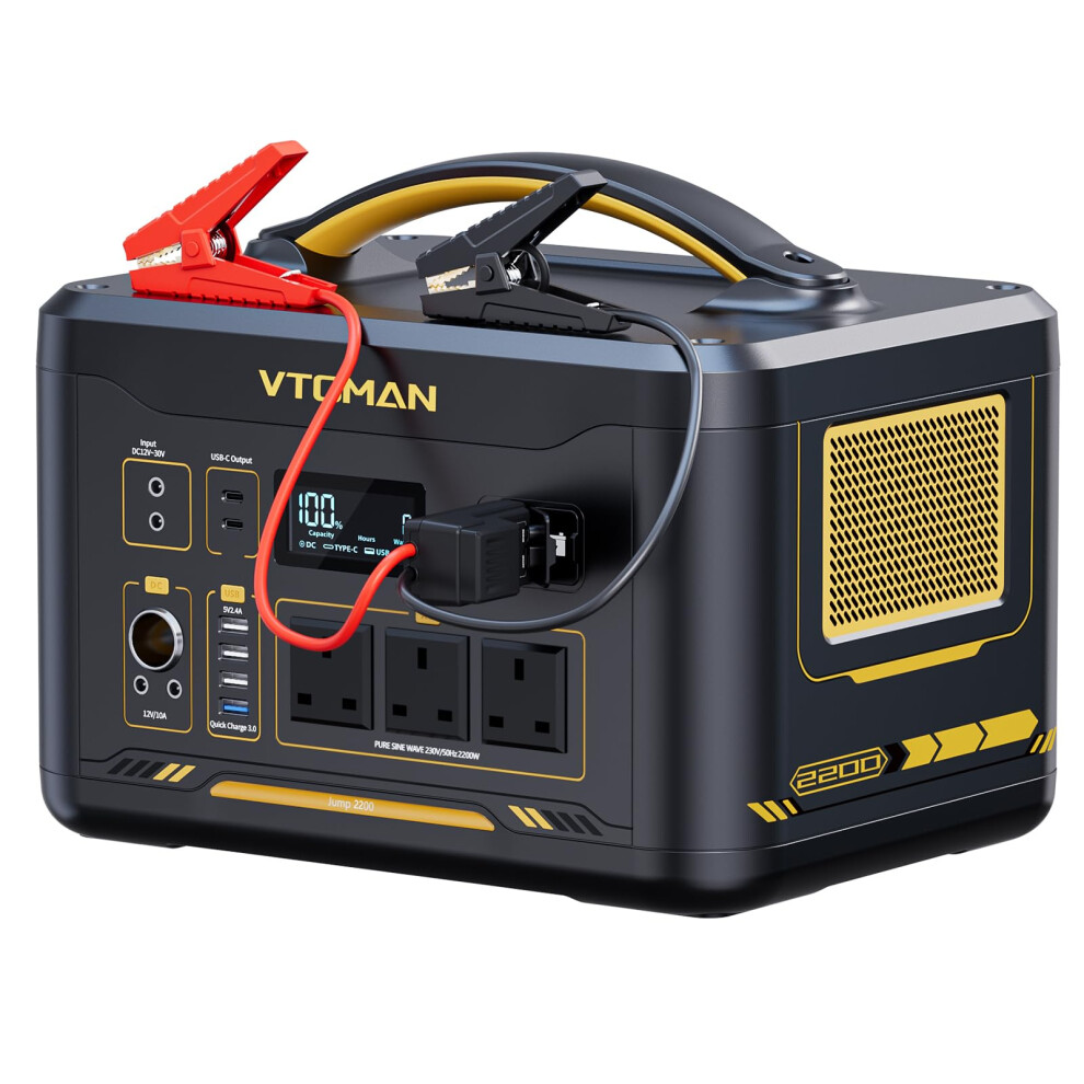 Vtoman Jump 2200 Portable Power Station 2200W(Peak 4400W) - 1548Wh Lifepo4 Solar Power Generator 2200W Constant-Power Battery Powered Generator, Dual 00000079410014