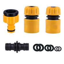 Topways Garden Hose Connector Set, Including Hose End Quick Connector, Hose Waterstop Connector, 2in1 Threaded Tap Connector, Double Male Snap Conne