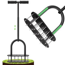 seasky Lawn Aerator Automatic Dirt and Leaf Clean Design,Pre-Assembled 15 Iron Spikes Metal,Soil Lawn Aerating Tools for Yard Lawn and Garden, lawn a