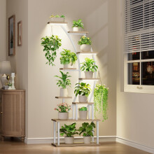 BACEKOLL Plant Stand Indoor with Grow Lights, 9 Tiered Metal Plant Shelf, 63" Tall Plant Stand for Indoor Plants Multiple, Large Plant Rack Display S