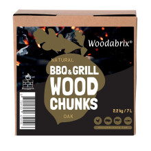 Woodabrix Wood Chunks for BBQ, 2.2Kg/7L, Chunks for Smoking Food, Oak