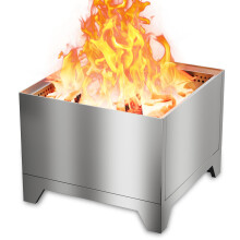 HongTaok Smokeless Fire Pit with Waterproof Bag, Portable Square Fire Pits for Garden, Foldable Firepits for Outdoor, Removable Ash Pan, Stainless St