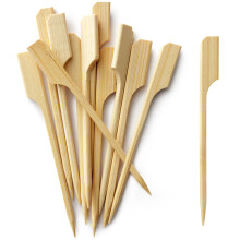 BLUE TOP 300Pcs Bamboo Paddle Picks, 3.5 Inch Sturdy Flat Skewers Food Appetizer Toothpicks for for Fruit, Grilling, Drink, BBQ, Barbecue, Yakitori C