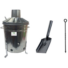 Small Medium Large 15L 60L 90L Litre Metal Galvanised Garden Incinerator Fire Bin Burning Leaves Paper Wood Rubbish Dustbin Shovel and Poker Made in
