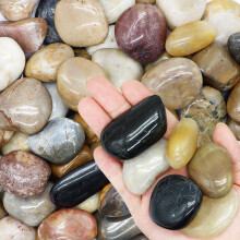 Aleker River Rock Stones, Large Decorative Polished Pebbles for Plants, Natural Smooth Mixed Color Pebbles Aquarium Gravel, Vase Fillers, DIY Outdoor