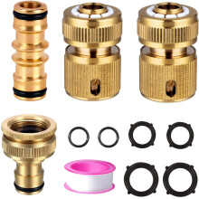 CZSYZCZS 4 PCS Brass Hose Connector,Garden Hose Tap Connector Set,1 Double Male Snap Connector,1 Hose End Quick Connector,1 Hose Connector with Water