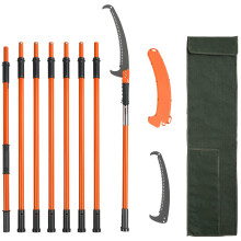 VEVOR Manual Pole Saw, 7.3-27 ft Extendable Tree Pruner, Sharp Steel Blade High Branches Trimming, Manual Branch Trimmer with Lightweight 8 Fiberglas