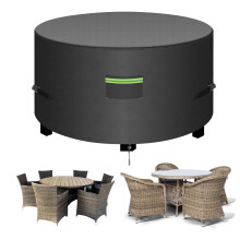 Neuradical Round Garden Furniture Cover, Waterproof Outdoor Circular Table Covers, Heavy Duty Patio Protector with Air Vent - 420D Oxford Fabric -Tea