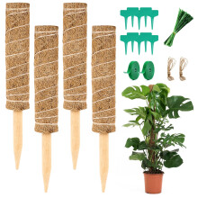 Vicloon Moss Pole, 4pcs Coir Totem Pole, Coir Moss Stick Plant Totem Moss Sticks for Indoor Plants Climbing, Creepers, with Twist Ties Plant Ties Lab