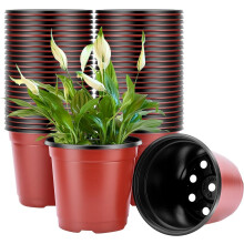 Zhiyu666 100 Pack 9cm Plants Nursery Pots,Reusable Plastic Terracotta Bucket Herb Flower Pots Planter Seed Trays for Vegetables,Flowers,Herbs,Cutting
