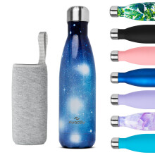 Nuactiv Stainless Steel Water Bottle, Vacuum Insulated, 12hrs Hot & 24hrs Cold Drinks, BPA Free, Metal Water Bottle 500ml, Leakproof Double Walled Th
