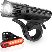 Defurhome Super Bright Bike Light Set, Powerful LED USB Rechargeable Front Headlight and Back Taillight, 2000mah Lithium Battery, Waterproof, 4 Light