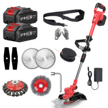 Garden Strimmer Cordless Grass Trimmer with Battery and Charger Electric Edger Battery Powered Lawn Mower Weed Brush Cutter Kit Lawn Mower Weed Brush