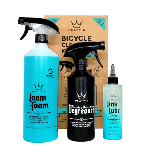 Peaty's Bicycle Cleaning Kit - Wash, Degrease & Lubricate Bike Maintenance Kit, Includes Foaming Bike Cleaner, Drivetrain Degreaser Spray & Chain Lub