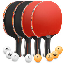 Sportout Table Tennis Bats, Portable Table Tennis Set, Ping Pong Bats for Outdoor Indoor Table Tennis Table with 3-Star Ping Pong Balls, High-Perform