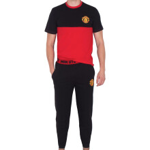 Manchester United FC Official Football Gift Mens Premium Long Pyjamas Black Sm.