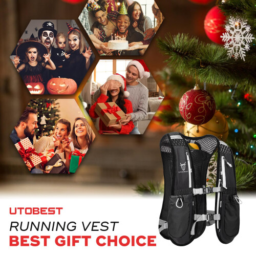 UTOBEST Running Backpacks Lightweight Hydration Pack Functional Running Vest 5L (Black) 1