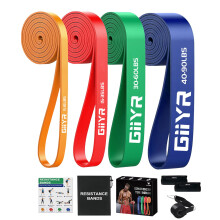 Giiyr Resistance Bands Set for Men & Women - 4 Levels Exercise Band with Door Anchor, Pull Up Bands for Strength Training, Stretching, Powerlifting,