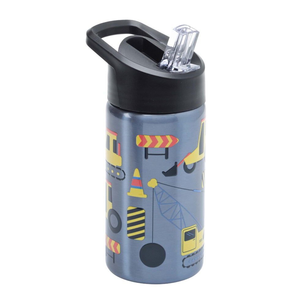 New Smash Stainless Steel Drink Bottle With Flip Top Lid And Straw - Digger 500Ml, Blue