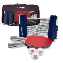 Hy-Pro Table Tennis Set – 2 Person Portable Ping Pong Set with Retractable Table Tennis Net, 2 Bats, 3 Balls & Carry Case, Quick Setup, Up to 170 cm