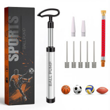 Active 100 Portable Ball Pump with Needle - Hand Pump with Nozzle & Extension Hose, for Football, Basketball, Volleyball, Durable Aluminium-alloy Tub