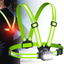 Rolgno Running Lights for Runners, 500LM Chest Running Light with 7+2 Modes, Taillight & 360 Reflective Gear, 45 Adjustable & IPX4 Waterproof Runni