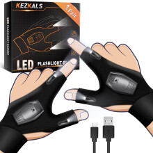 KEZKALS Gifts for Men Him Dad, Rechargeable LED Gloves Fishing Accessories, Flashlight Gloves with Light, Birthday Gadgets for Mens Gifts for Christm