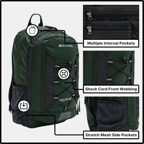 Eurohike Nova 25 Litre Daysack with Ventilated Back Panel Lightweight Packa 2