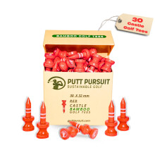 Putt Pursuit 32mm Castle Bamboo Golf Tees - Biodegradable & Sustainable Golf Tees Bamboo Material - Golf Accessories - Golf Tees Wooden - 30 Non Plas